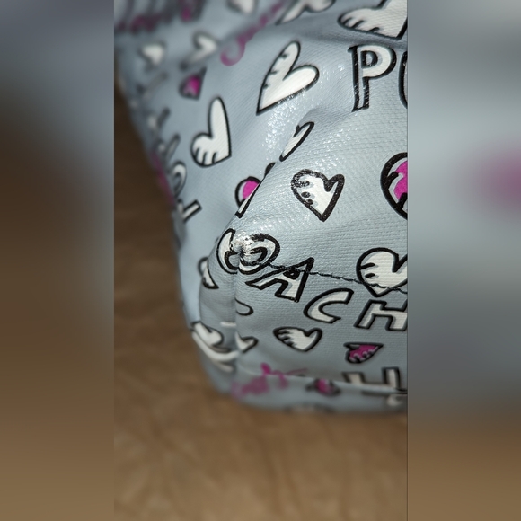 Coach Poppy Graffiti Heart Coated Canvas Tote EUC - Picture 8 of 15